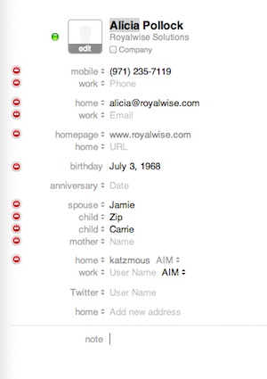 Showing Birthdays in Address Book & Contacts