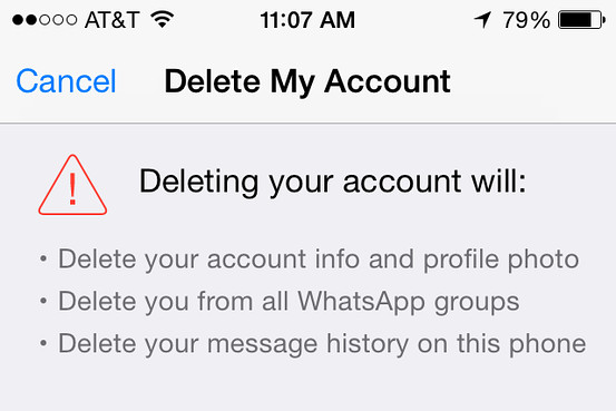 Delete My Account dialogue box