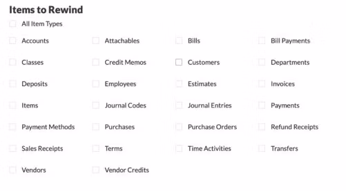 Items to Rewind in QuickBooks Online Backups