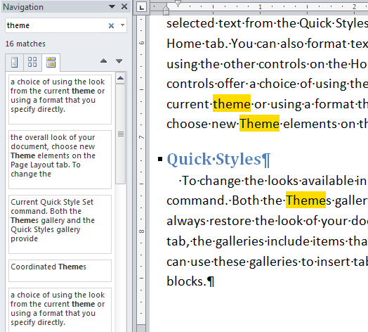 using navigation pane in word how do i promote and demote