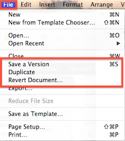 Save a Version, Duplicate, Revert, and Resume in Lion