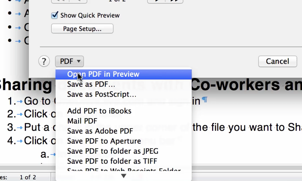 how to open a preview document in word on mac