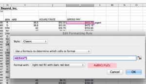 Excel conditional formatting
