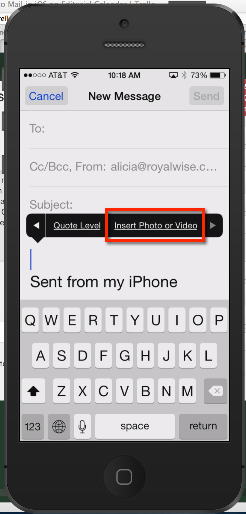 insert photo in Mail on iPhone or iPad