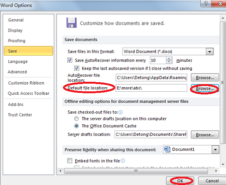 save button in microsoft word