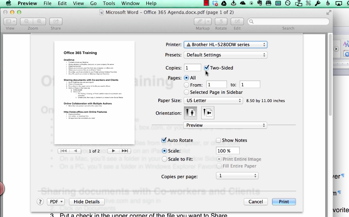 print double sided on word 2011 for mac